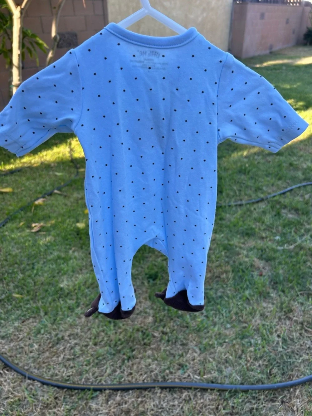 Little Me Light Blue Monkey Footed One-Piece Pajamas